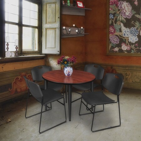 Regency Kahlo Round Table & Chair Sets, 36 W, 36 L, 29 H, Wood, Metal, Polypropylene Top, Cherry TPL36RNDCHBK44BK